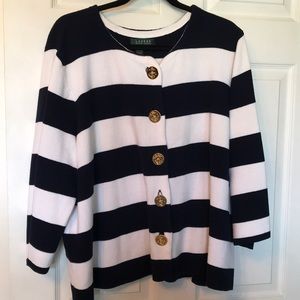 Ralph Lauren 2X Nautical Sweater Cotton 3 season Wide Stripe